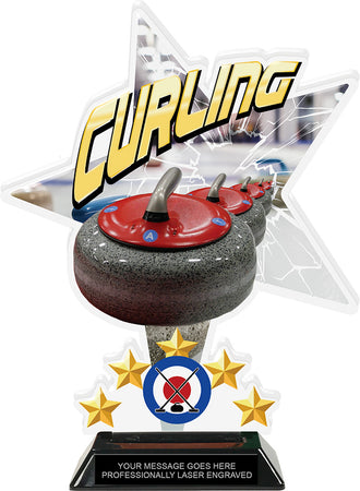 Curling Shattered Star Colorix Acrylic Trophy- 10 inch [TACR10-STR-CURL-Q]