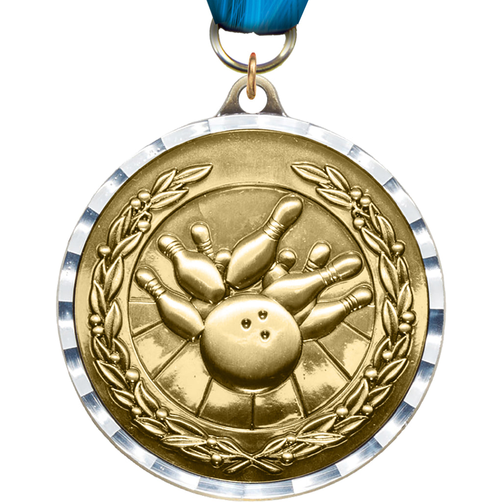 2" Bowling Diecast Medal with Diamond Cut Border [MM2DC-BW]