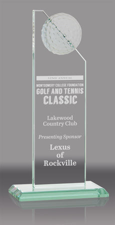 Jade Glass Peak Golf Award - 10.5 inch [JGPGLF10]