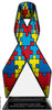 Autism Awareness Ribbon Colorix-T Acrylic Trophy - 10 inch [TACR10-RBN-ASD-Q]