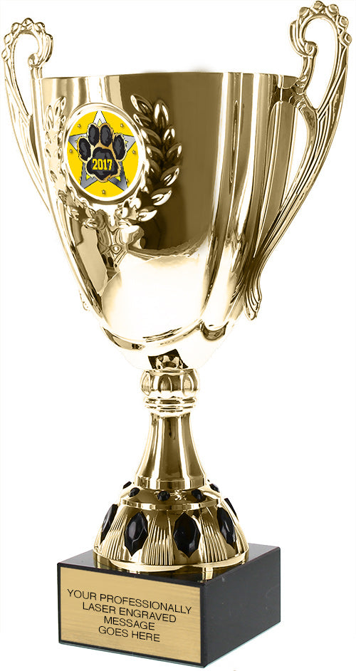 Gold Metal Cup with Insert on a Genuine Marble Base - 14.5 inch [CMM-65A-14]