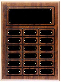 Walnut Finish Perpetual Plaques - 12 18 & 24 Plates