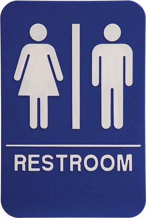 ADA 6 x 9 Blue/White Unisex Restroom Sign [AJDA-204]