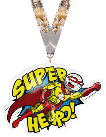 Exclusive Golf Male Super Hero 5-Inch Colorix-M Acrylic Medal [MACR5-SH-GLM-Q]
