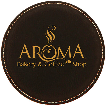 Black Round Leatherette Coaster [CSTJCI-251]