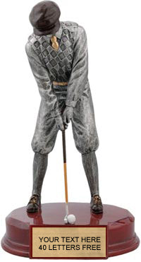 Golf Pewter & Gold Resin Sculptures on Piano Finish Base- Male
