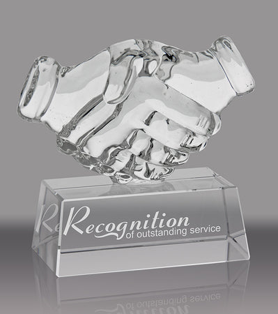 Optical Crystal Handshake Award- 5 inch [CFHSHK-5-X]