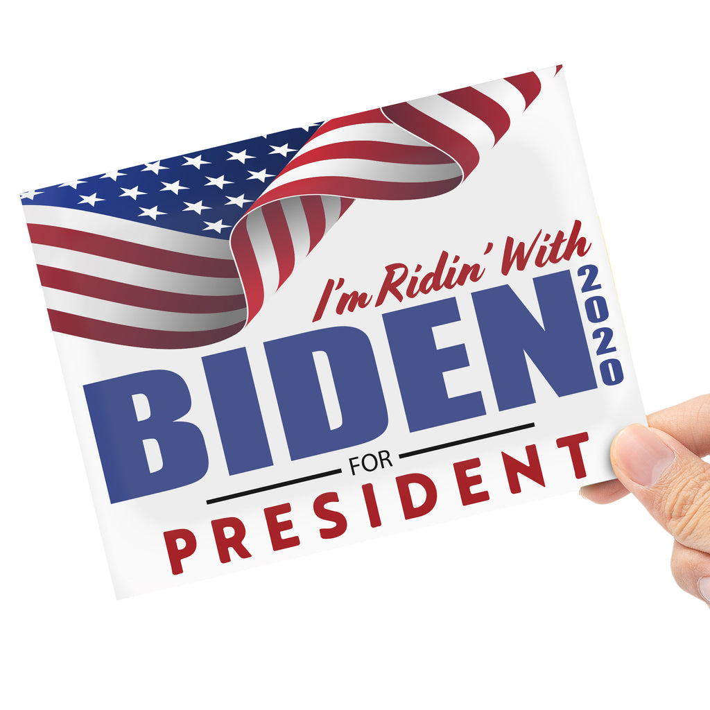 I'm Ridin' with Biden Waving Flag Vinyl Sticker - 6 x 4.5 inch [STK-POL-BIDEN-WAV]