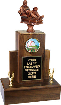 Fantasy Baseball Resin Empire Walnut Trophies