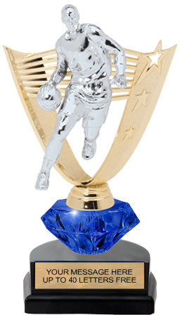 Basketball Male Diamond Riser Victory Backdrop Trophy [TDRHSVYB-8-BKM]