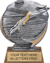 Swimming Round 3D Sport Resin Trophy - Female - 5" [RSR5-SWF]
