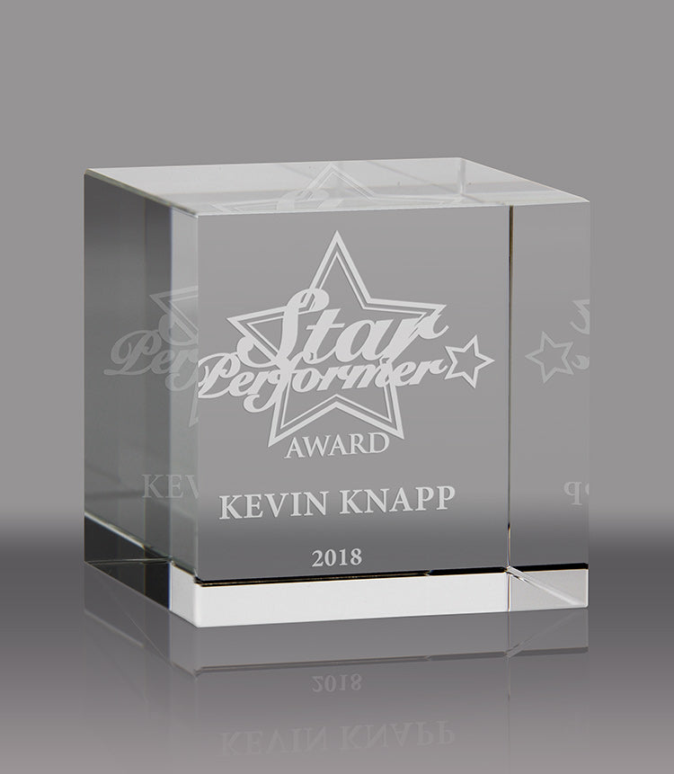 Optical Crystal Cube Awards - Engraved