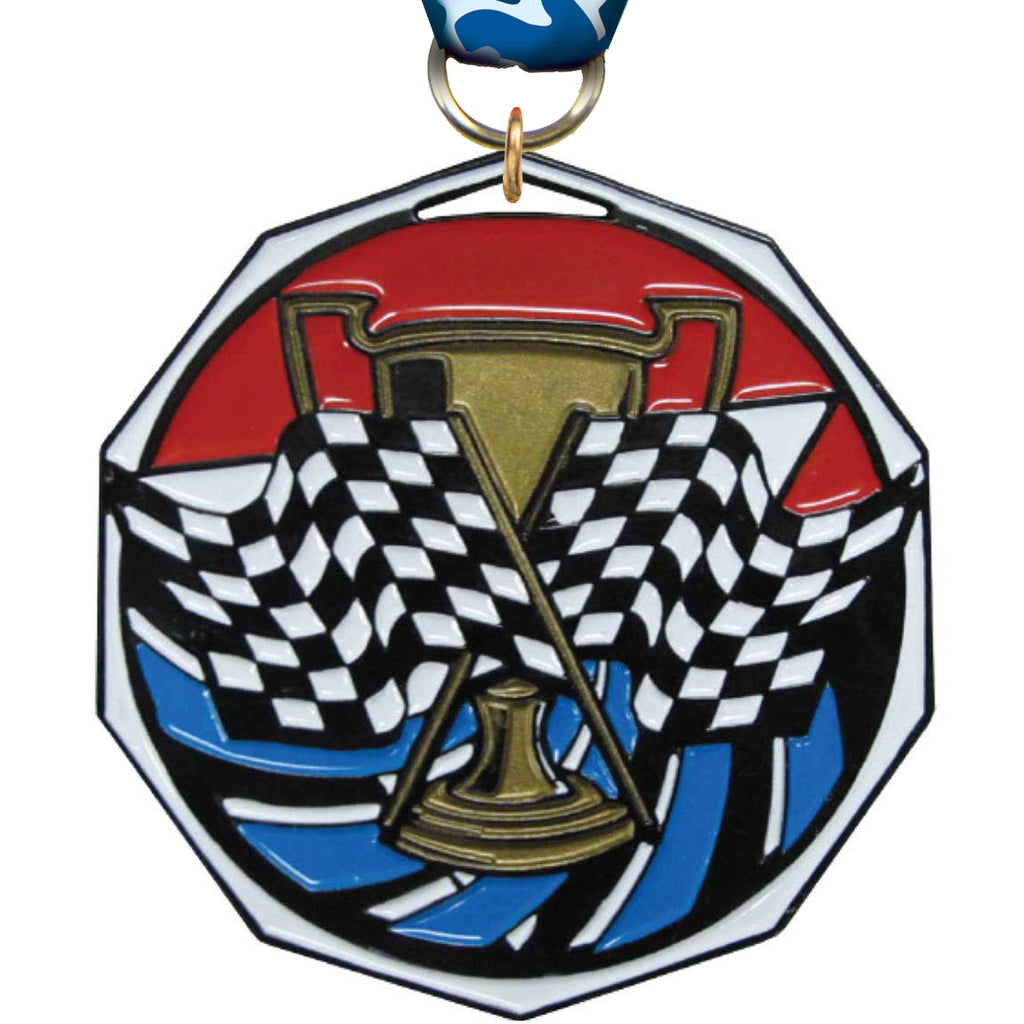 Auto/ Racing Decagon Painted Medal [MDCM2-RC]