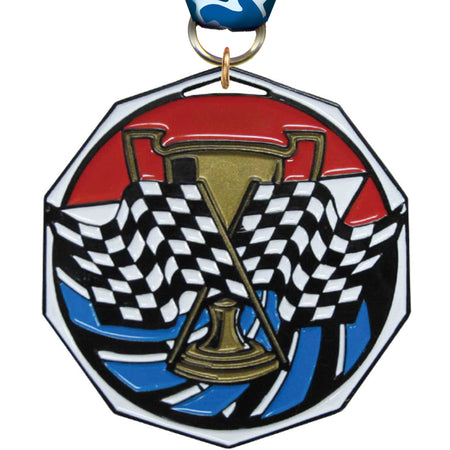 Auto/ Racing Decagon Painted Medal [MDCM2-RC]
