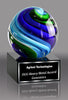 Two-Tone Blue & Green Sphere Art Glass Award [AGJ56-5]