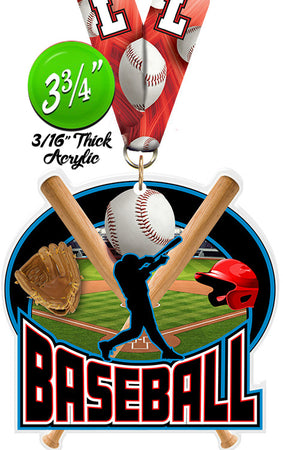 Baseball Colorix-M Acrylic Medal - 3.75 inch [MACR375-BS-Q]