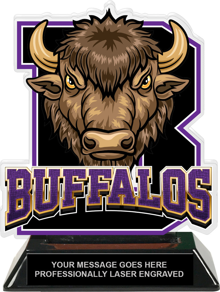 Buffalos Mascot Colorix-T Acrylic Trophy - 6.25 inch Purple [TACR6-MSCT-BUF-PRP-Q]