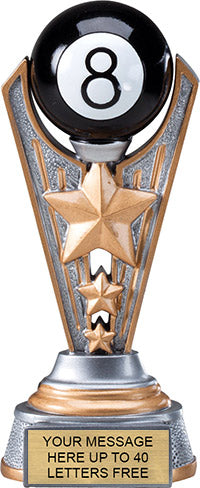 Billiards 8-Ball Triple-Star Victory Resin Trophy [RMV6-BL]