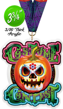Sugar Skull Costume Contest Colorix-M Acrylic Medal - 3 inch [MACR375-HLWN-SGRCOS-Q]