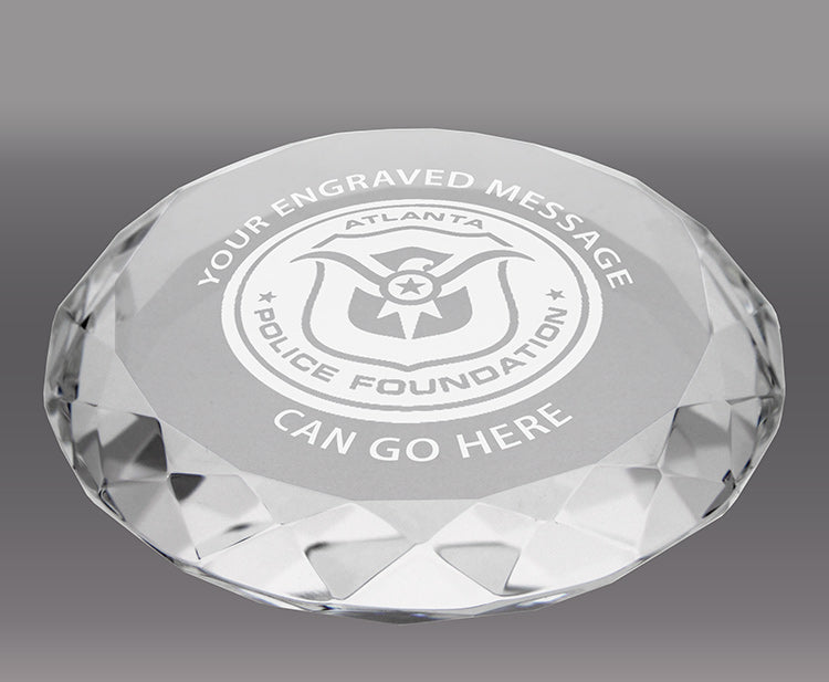 Crystal Gem-Cut Circle Paperweight Award [CGEMP62-X]