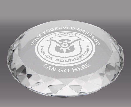 Crystal Gem-Cut Circle Paperweight Award [CGEMP62-X]