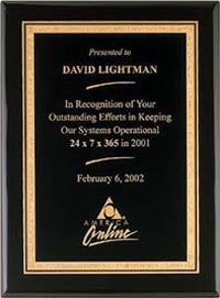 Black Stained Piano Finish Plaques - Engraved