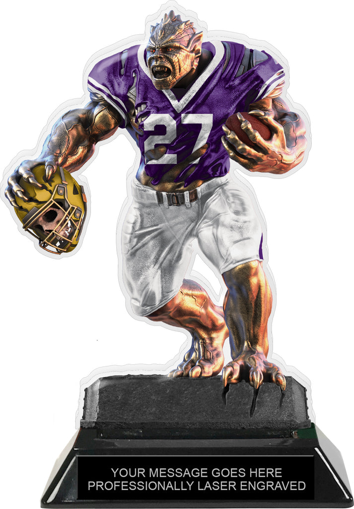 Beast Football Choose Your Number Acrylic Trophy - 7 inch Purple [TACR7-BST-FB-PRP-Q]