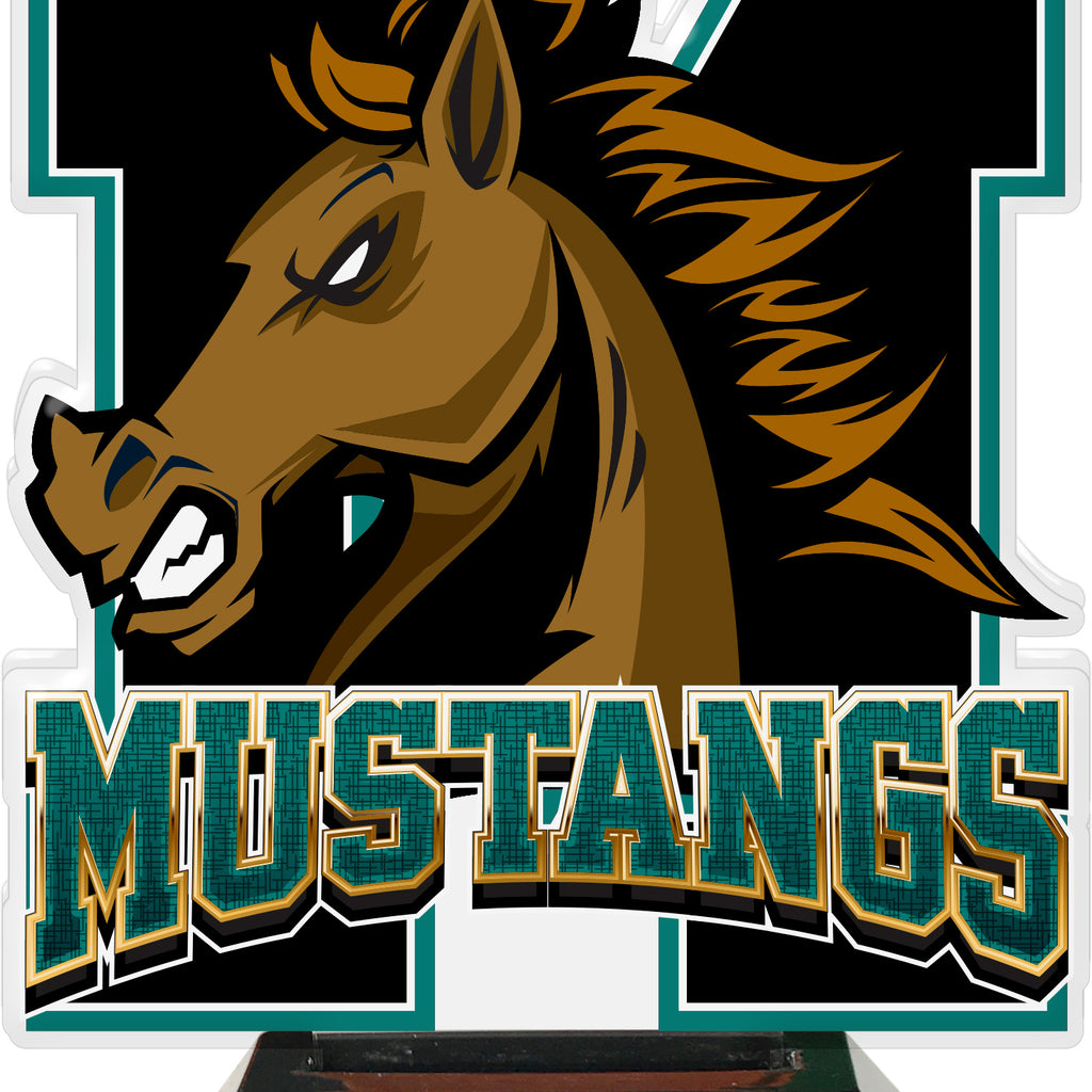 Mustangs Mascot Colorix-T Acrylic Trophies - Teal