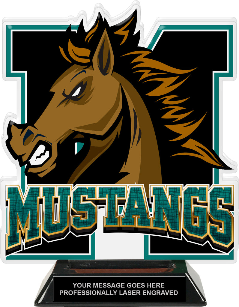 Mustangs Mascot Colorix-T Acrylic Trophy - 8.25 inch Teal [TACR8-MSCT-MSTG-TEAL-Q]