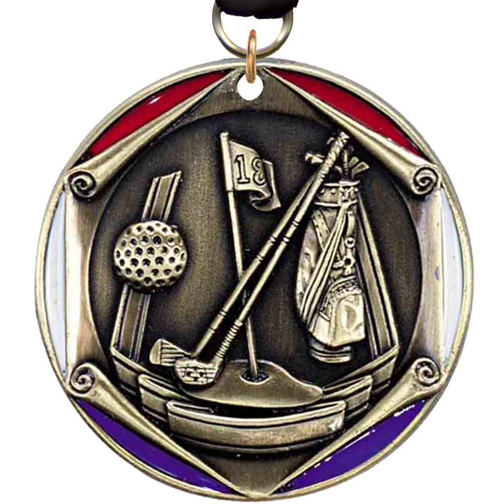 2 inch Golf RWB Diecast Medal [M2TC-GL]