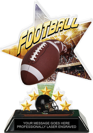 Football Shattered Star Colorix Acrylic Trophy- 7 inch [TACR7-STR-FB-Q]