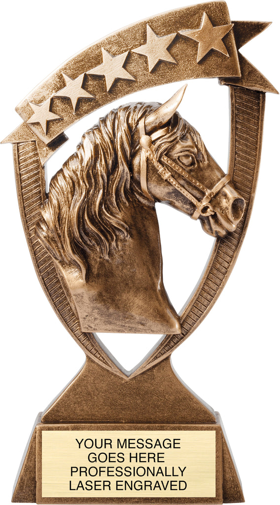 Horse Banner Resin Trophy - 8 inch [RM5SHS-8]