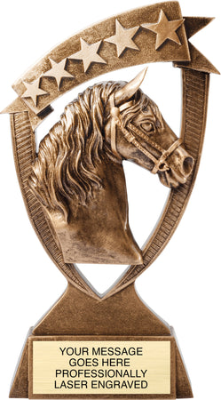 Horse Banner Resin Trophy - 8 inch [RM5SHS-8]