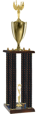 Wood Column 4-Post Trophy w/ Trim [TWD436]