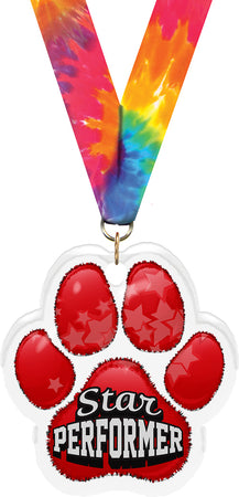 Star Performer Paw Acrylic Medal- 2.75 inch [MACR2-PAW-STRPRF-Q]
