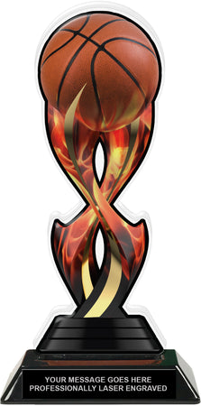 Basketball Tribal Flames Acrylic Trophy- 10 inch [TACR10-TF-BK-Q]