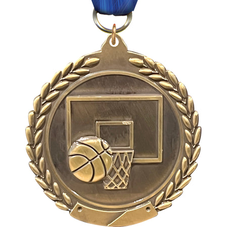 2.75 in Basketball Wreath Framed Medal [M311-BK]