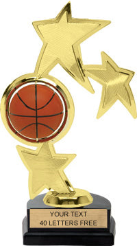 Basketball Triple Star Spinning Trophy [TTSS9-BK]