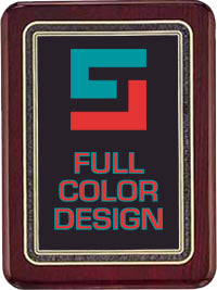 Custom Black Stained Piano Finish Plaque with Florentine Border - 9"x12" [TD3721-FC]