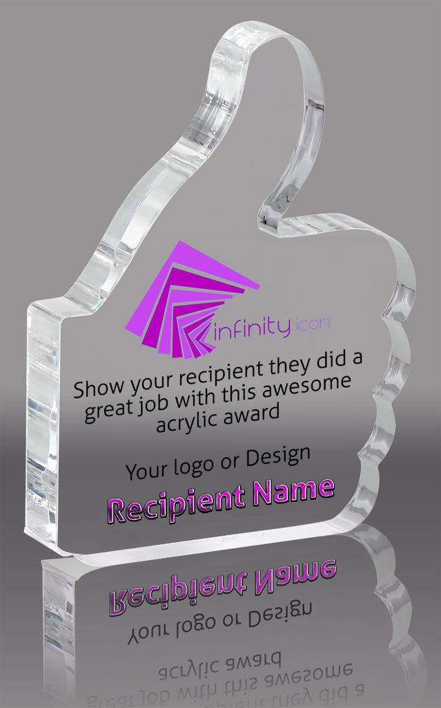 Color Thumbs Up Clear Acrylic Block - 4.25 inch [ATHM-4-FC-Q]