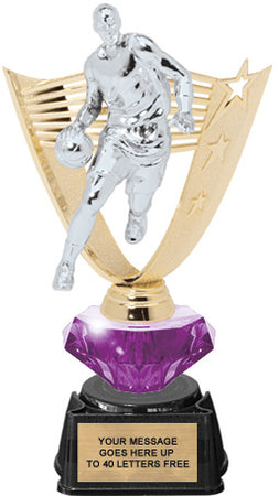 Basketball Male Diamond Riser Victory Backdrop Trophy [TDRRGVYB-9-BKM]