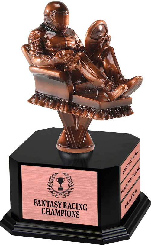 Bronze Finish Armchair Fantasy Racing Sculpture on Monument Base [MBAF-FRC-9-B]