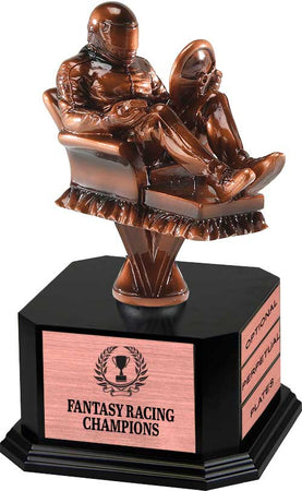 Bronze Finish Armchair Fantasy Racing Sculpture on Monument Base [MBAF-FRC-9-B]