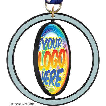 2.5" Custom Insert Spinning Medal- Glow in the Dark- 2 Sided - TD Exclusive! [MX2SPN-GLW-2SD]