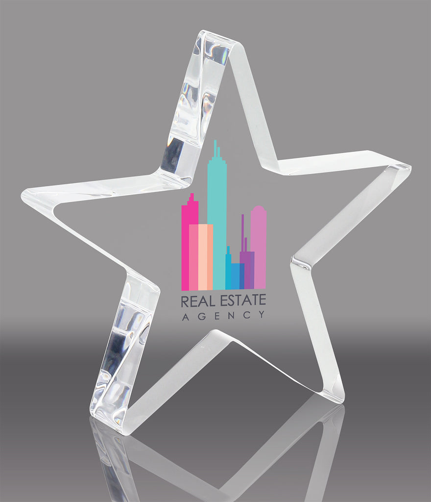Custom Clear Free Standing Acrylic Stars  - 5 inch [ASTR5-FC-Q]
