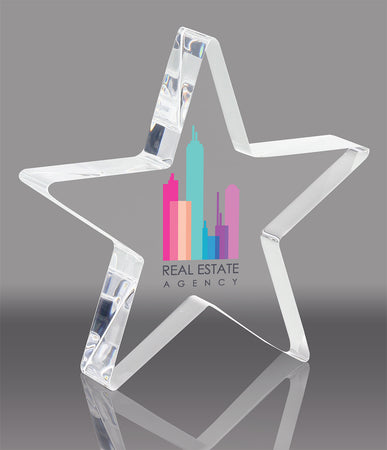 Custom Clear Free Standing Acrylic Stars  - 5 inch [ASTR5-FC-Q]