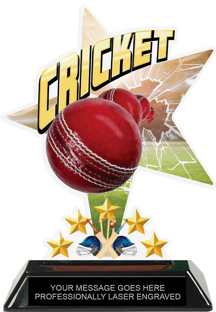 Cricket Shattered Star Colorix Acrylic Trophy- 7 inch [TACR7-STR-CRKT-Q]