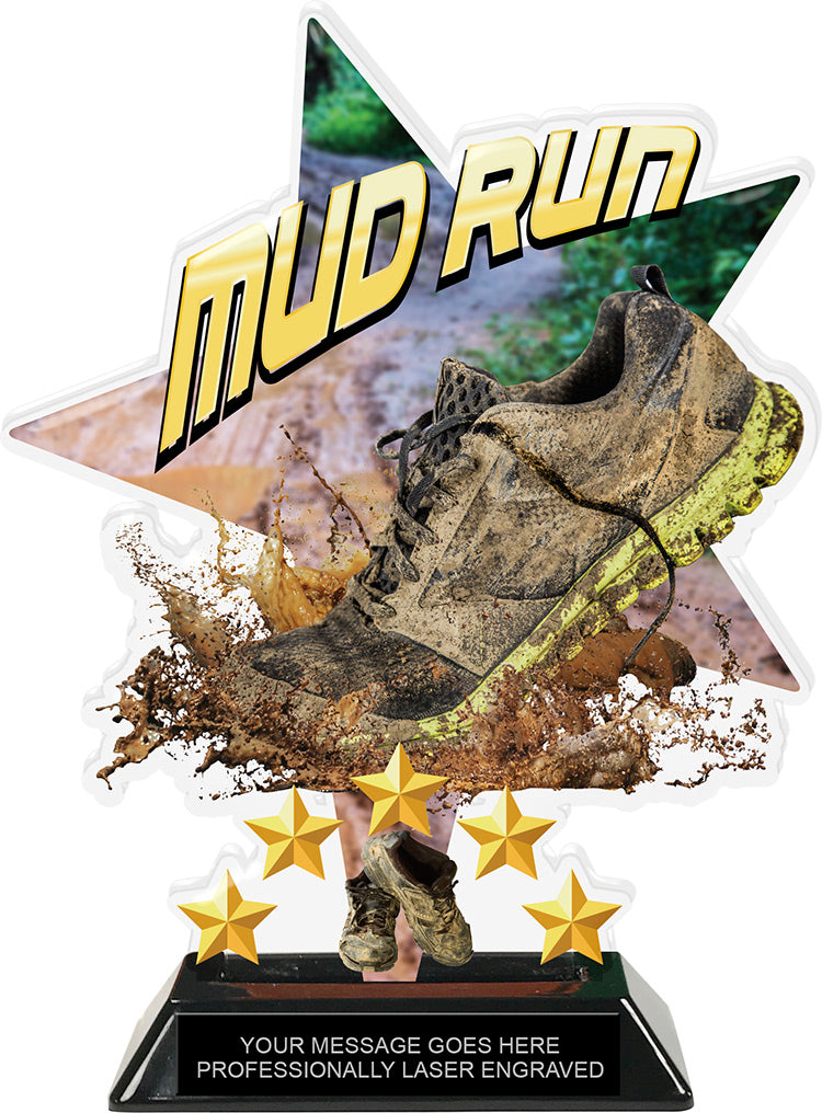 Mud Run Shattered Star Colorix Acrylic Trophy- 8.5 inch [TACR85-STR-MDRN-Q]