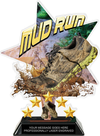 Mud Run Shattered Star Colorix Acrylic Trophy- 8.5 inch [TACR85-STR-MDRN-Q]