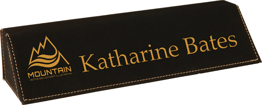 Black Leatherette Desk Wedge Nameplate - 8.75 inch [NPJLW-328]